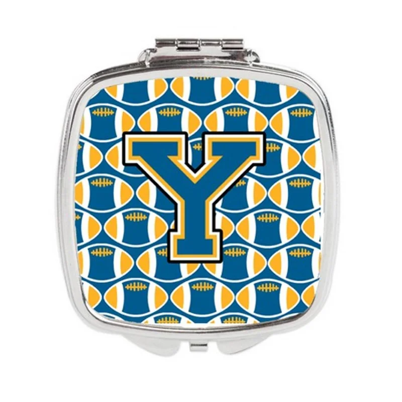 Mirror for truck-Carolines Treasures CJ1077-YSCM Letter Y Football Blue & Gold Compact Mirror, 3 x 0.3 x 2.75 in.