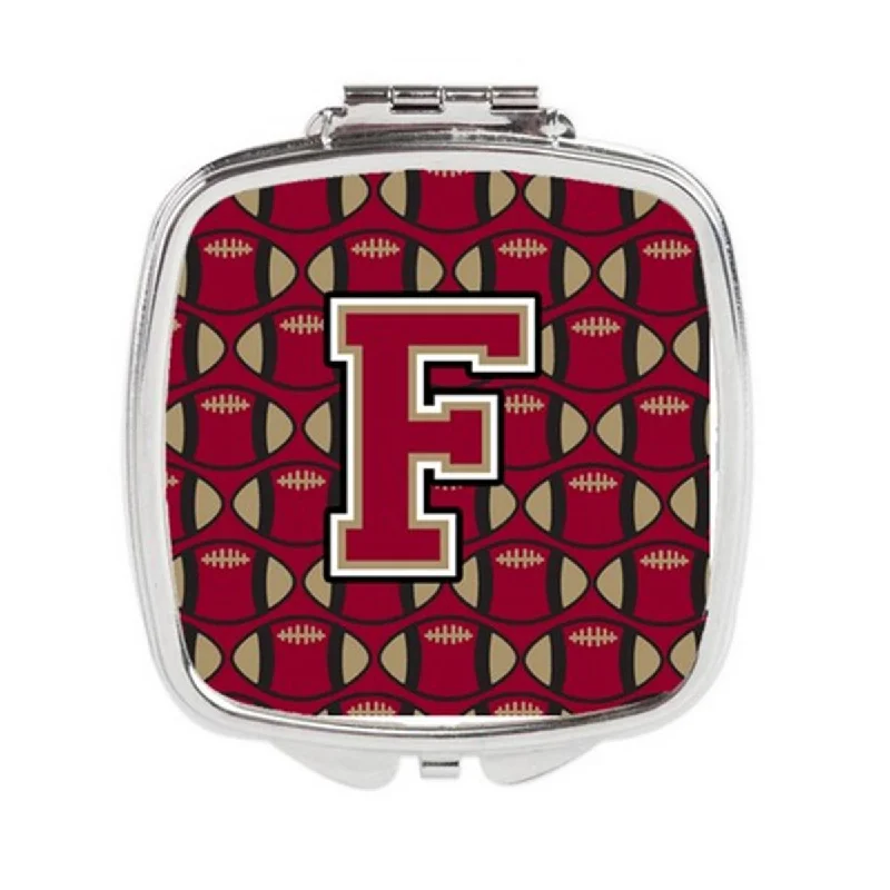 Mirror industrial-Carolines Treasures CJ1078-FSCM Letter F Football Garnet & Gold Compact Mirror