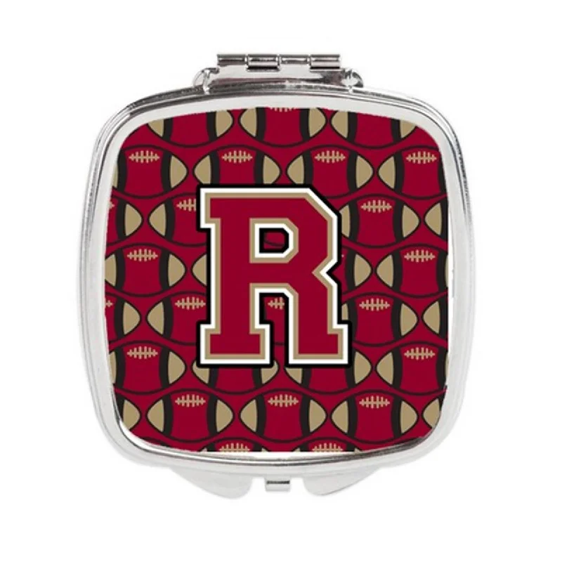 Mirror for shelf-Carolines Treasures CJ1078-RSCM Letter R Football Garnet & Gold Compact Mirror