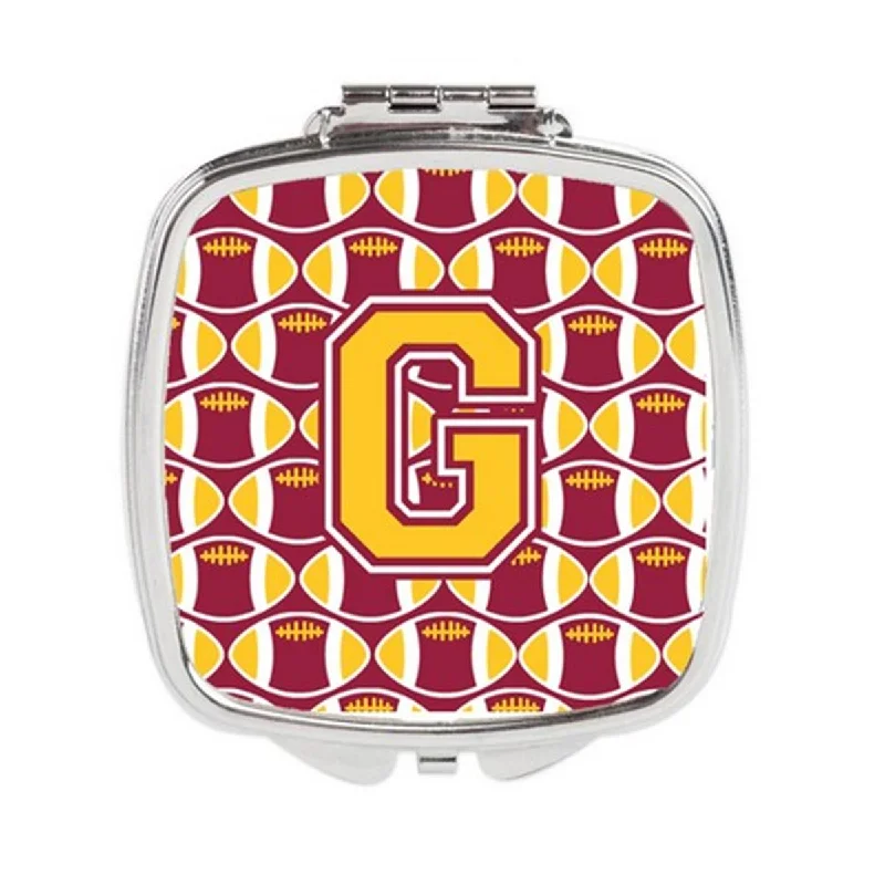 Mirror for salon-Carolines Treasures CJ1081-GSCM Letter G Football Maroon & Gold Compact Mirror