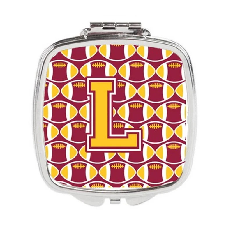 Mirror for changing table-Carolines Treasures CJ1081-LSCM Letter L Football Maroon & Gold Compact Mirror