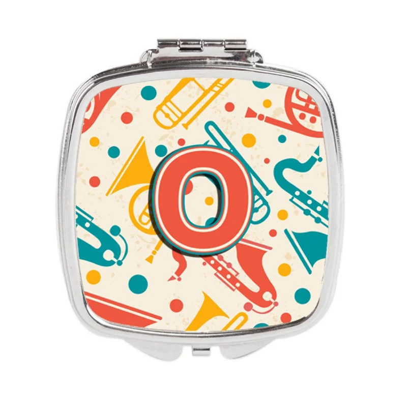 Mirror for chair-Carolines Treasures CJ2001-OSCM Letter O Retro Teal Orange Musical Instruments Initial Compact Mirror