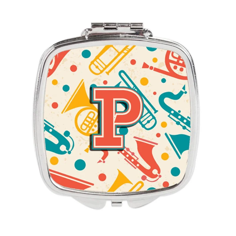 Mirror full length-Carolines Treasures CJ2001-PSCM Letter P Retro Teal Orange Musical Instruments Initial Compact Mirror