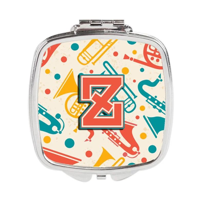 Mirror for cosplay-Carolines Treasures CJ2001-ZSCM Letter Z Retro Teal Orange Musical Instruments Initial Compact Mirror