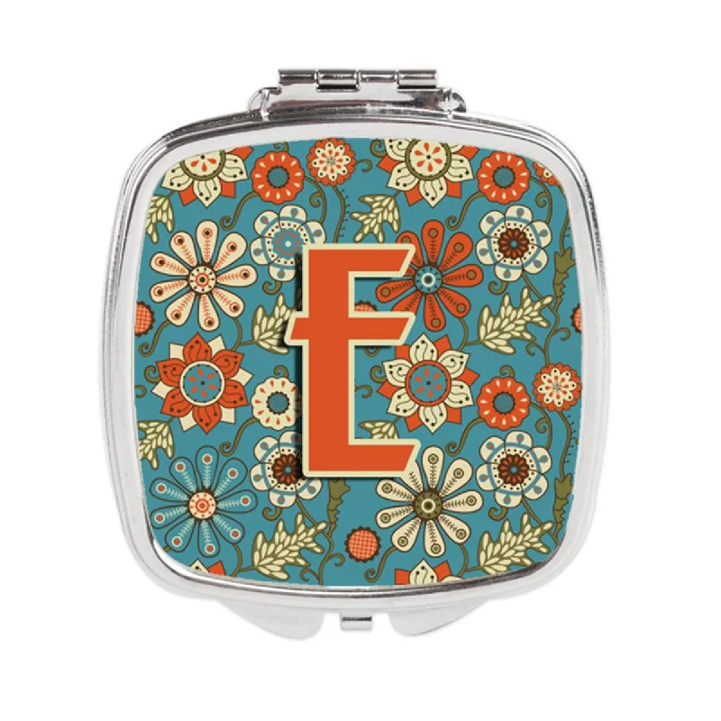 Mirror for factory-Carolines Treasures CJ2012-ESCM Letter E Flowers Retro Blue Compact Mirror