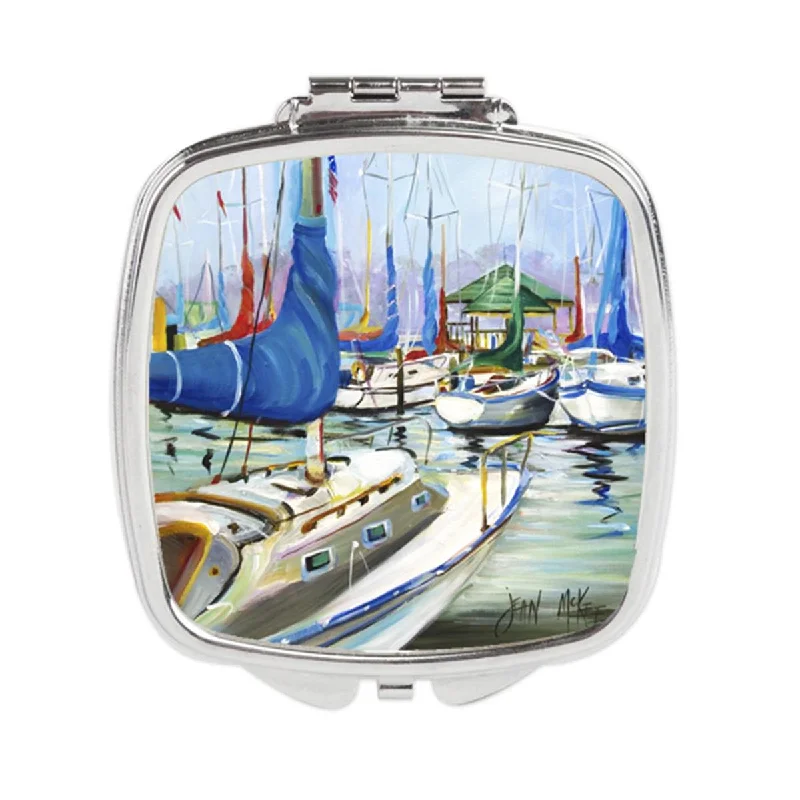 Mirror for shaving-Carolines Treasures JMK1241SCM Day Break Sailboats Compact Mirror