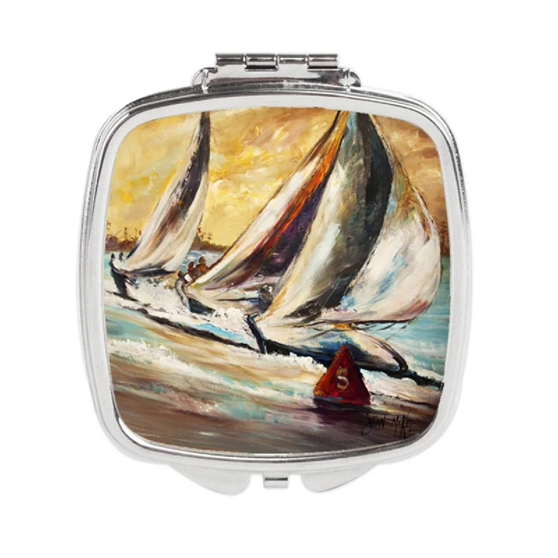 Mirror for backpacking-Carolines Treasures JMK1244SCM Boat Race Sailboats Compact Mirror