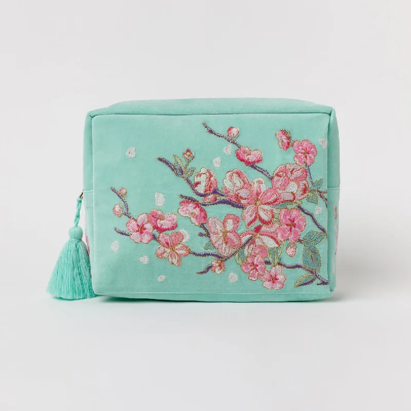 Cosmetic bag for beauty leather-Cherry Blossom Wash Bag