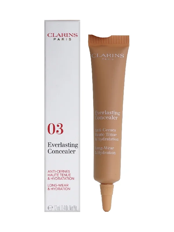 Concealer for combination skin type concealing effect-Clarins Everlasting Concealer Long Wear & Hydrating 03 Medium Deep 0.4 OZ