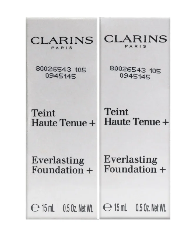 Liquid foundation with sun protection-Clarins Everlasting Foundation 105N Set of 2 0.5 OZ