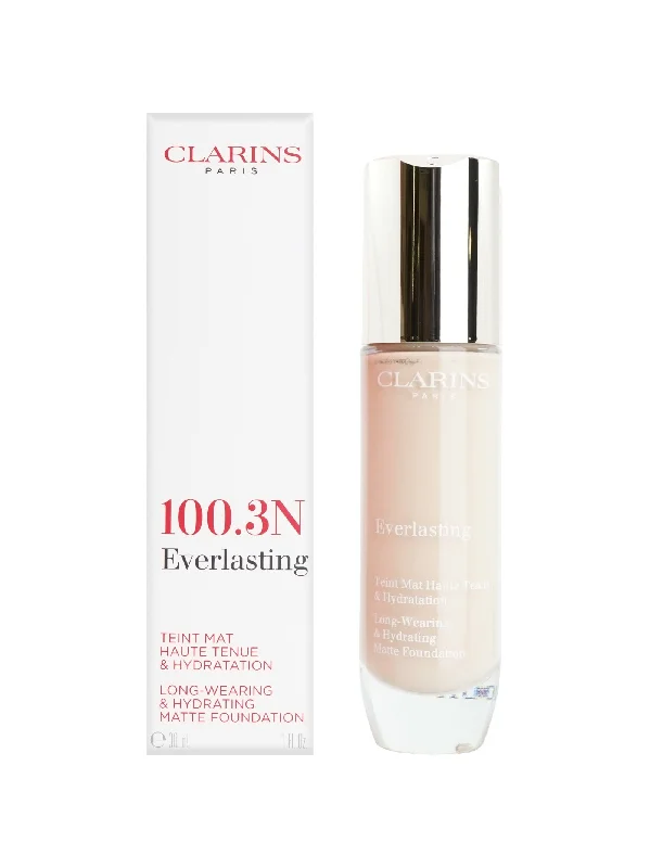 Liquid foundation for pale tones-Clarins Everlasting Matte Foundation 100.3N Shell All Skin Types 1 OZ