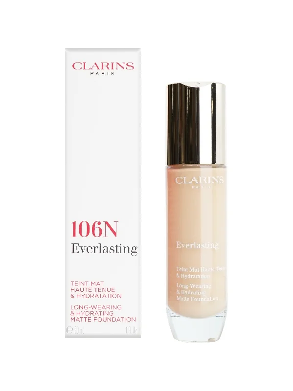 Liquid foundation for imperfections-Clarins Everlasting Matte Foundation 106N Vanilla All Skin Types 1 OZ