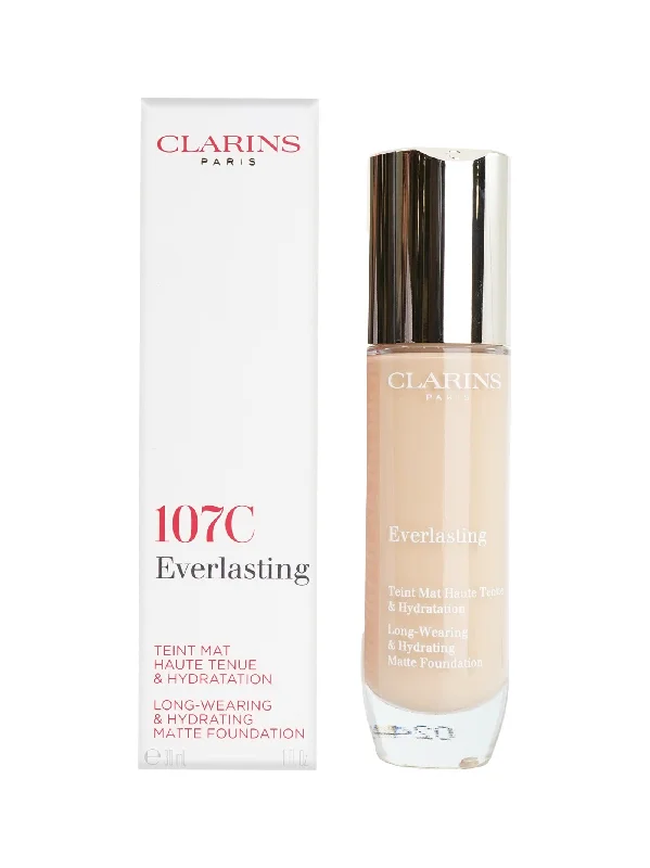 Liquid foundation for tan skin-Clarins Everlasting Matte Foundation  107C Beige All Skin Types 1 OZ