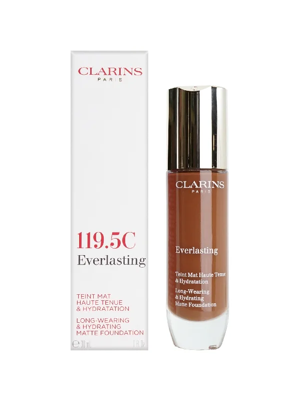 Liquid foundation for delicate skin-Clarins Everlasting Matte Foundation 119.5C Truffle All Skin Types 1 OZ