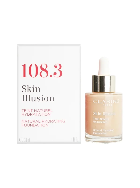 Liquid foundation for uneven skin-Clarins Skin Illusion Natural Hydrating Foundation 108.3 Organza 1 OZ