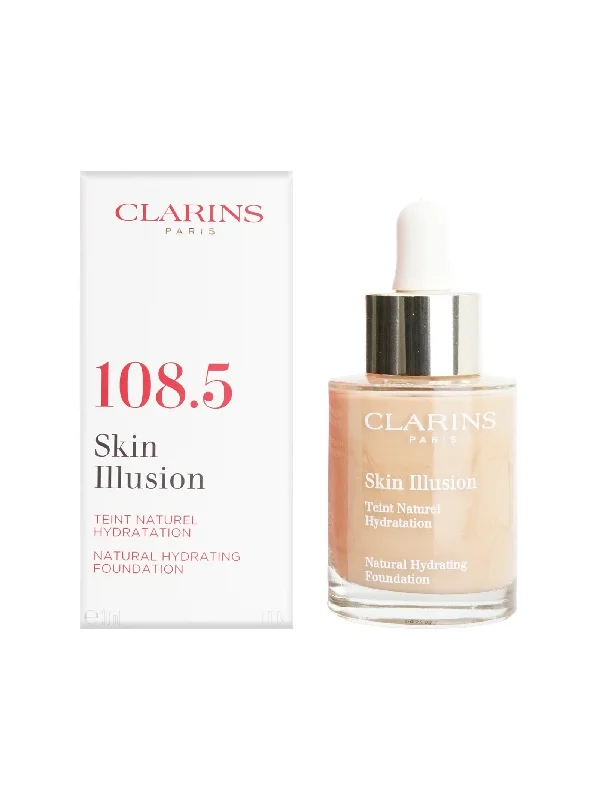 Liquid foundation with high-coverage formula-Clarins Skin Illusion Natural Hydrating Foundation 108.5 Cashew 1 OZ