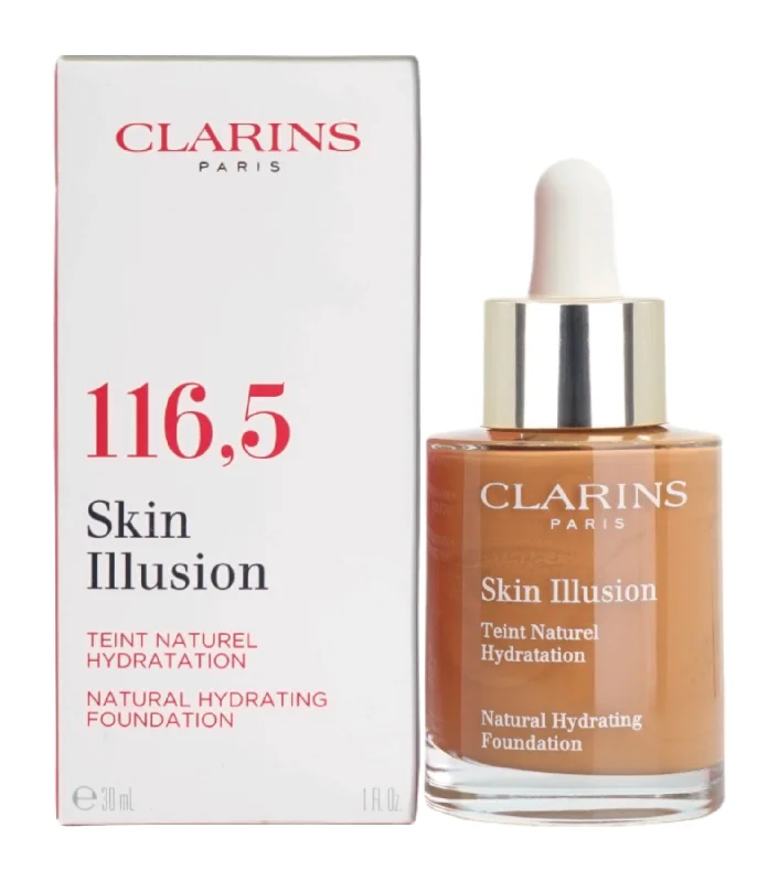 Liquid foundation for greasy skin-Clarins Skin Illusion Natural Hydrating Foundation 116.5 Coffee 1 OZ