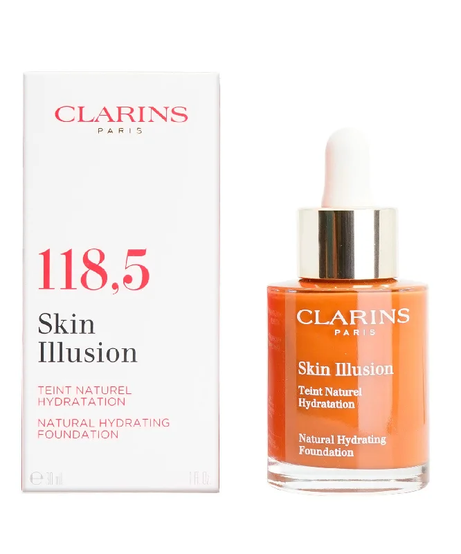 Liquid foundation with SPF 30-Clarins Skin Illusion Natural Hydrating Foundation 118.5 Chocolate 1 OZ