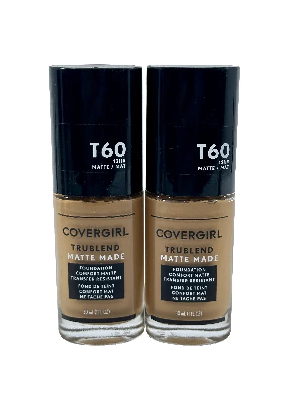 Liquid foundation with glowing finish-Cover Girl True Blend Matte Made Foundation T60 Warm Sun 1 OZ Set of 2