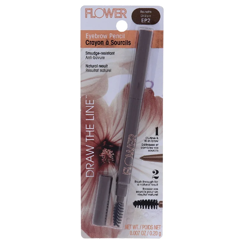 Eyebrow Pencil with retro vibes-Draw The Line Eyebrow Pencil - Brunette by Flower Beauty for Women - 0.007 oz Eyebrow