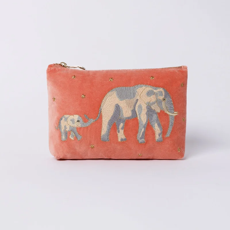 Cosmetic bag for personal leather-Elephant Conservation Makeup Bag