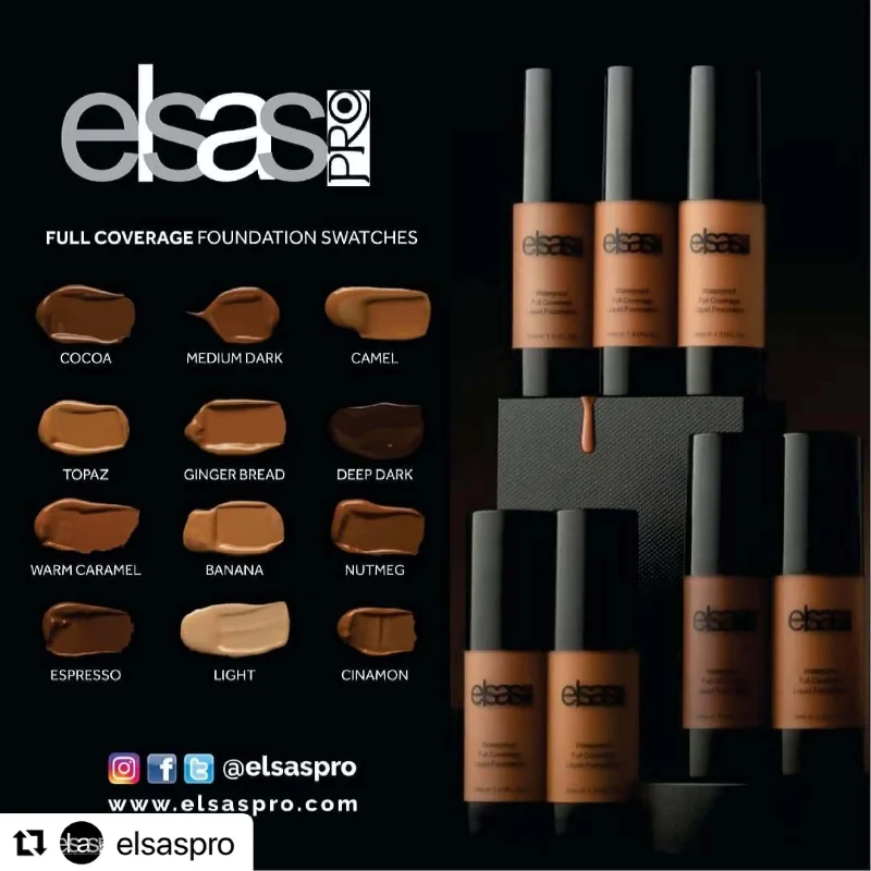 Liquid foundation for evening looks-Elsas Pro Waterproof Full Coverage Foundation