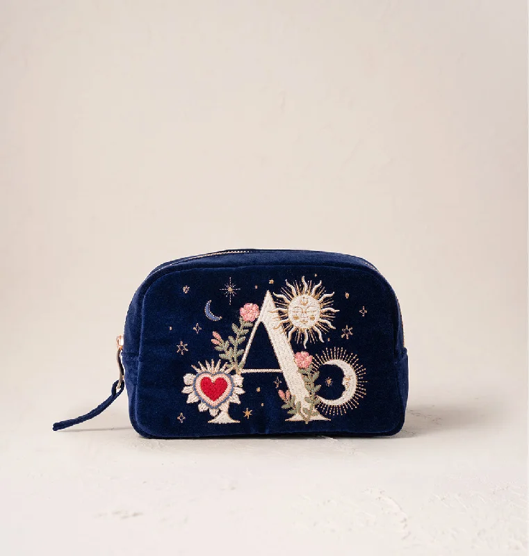 Cosmetic bag compact leather-Enchanted Alphabet Makeup Bag