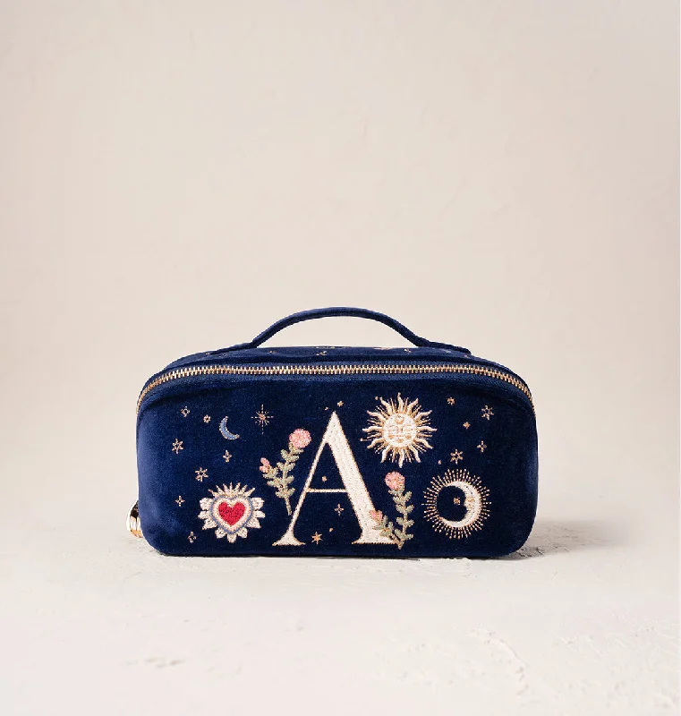 Cosmetic bag stylish pouches-Enchanted Alphabet Open Flat Makeup Bag