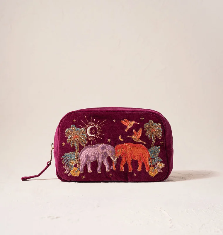 Cosmetic bag portable leather-Enchanted Elephant Makeup Bag