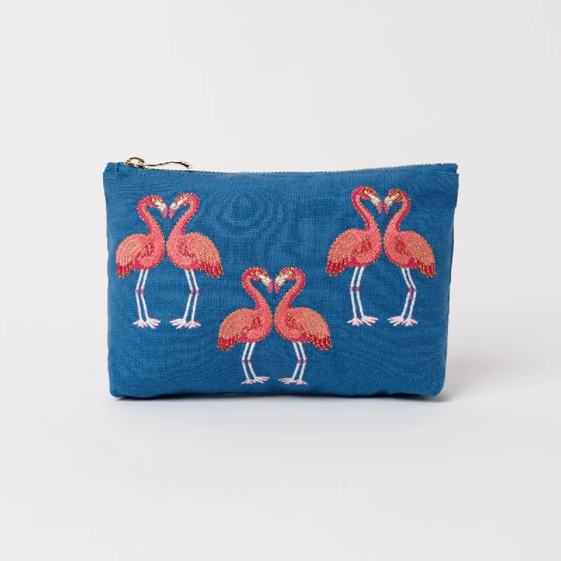 Cosmetic bag waterproof leather-Flamingo Makeup Bag