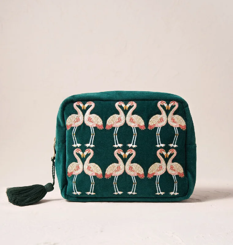 Cosmetic bag with elastic leather-Flamingo Wash Bag