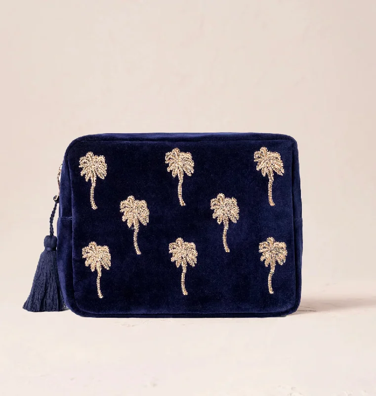 Cosmetic bag for travel leather-Gold Palm Wash Bag