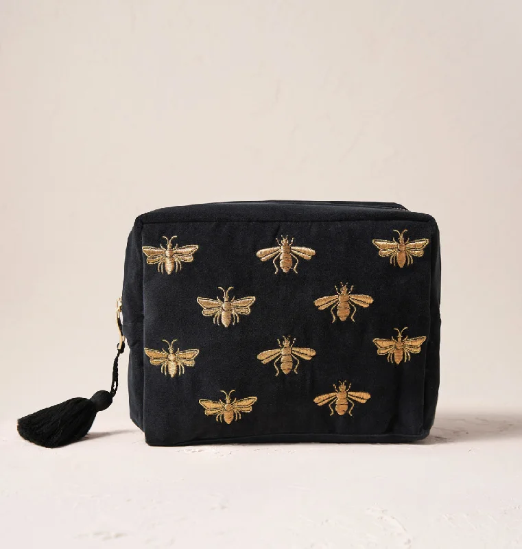 Cosmetic bag with makeup leather-Honey Bee Wash Bag