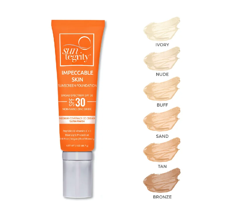 Liquid foundation with natural glow-Impeccable Skin Sunscreen Foundation, Broad Spectrum SPF 30