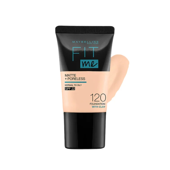 Liquid foundation for blemish texture-Maybelline Fit Me Foundation Matte and Poreless 18ml Tube 120 Classic Ivory