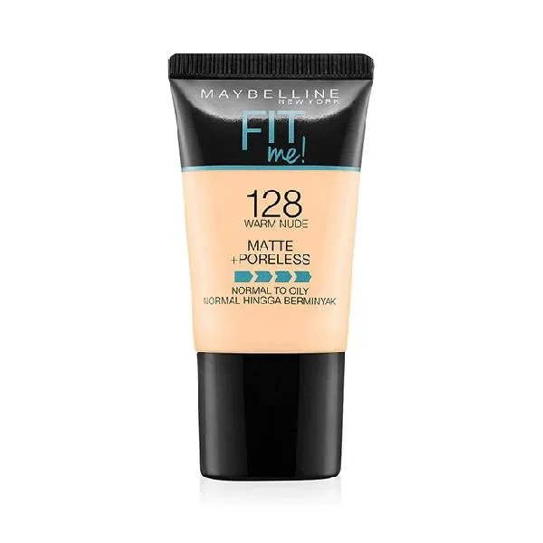 Liquid foundation with oil-control texture-Maybelline Fit Me Foundation Matte and Poreless 18ml Tube 128 Warm Nude