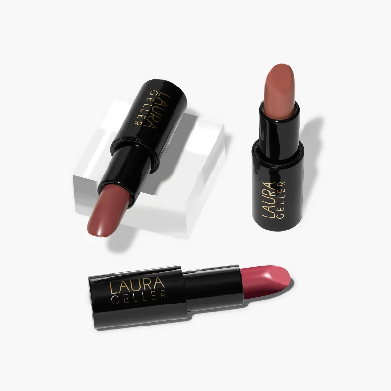 Long-lasting lipstick for events-Modern Classic Cream Lipstick Trio (Mauve Majesty, Real Rosy, Novel Neutral)