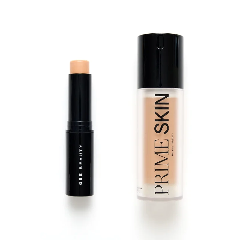 Liquid foundation with natural finish-Multi Foundation Stick + Prime Skin