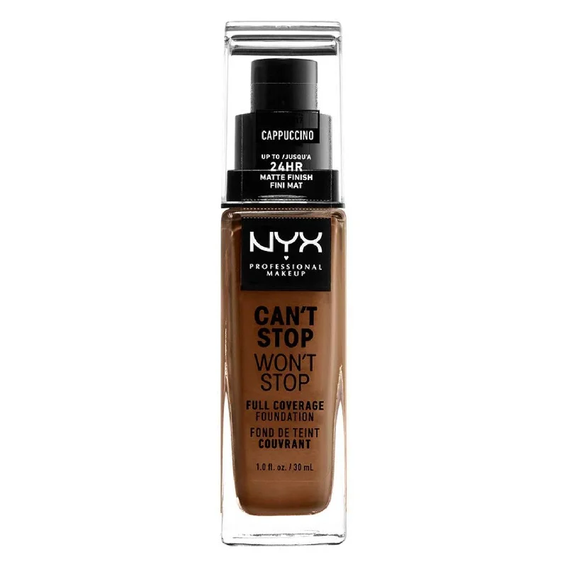 Liquid foundation with moisturizing texture-NYX Can't Stop Won't Stop Foundation - Cappuccino