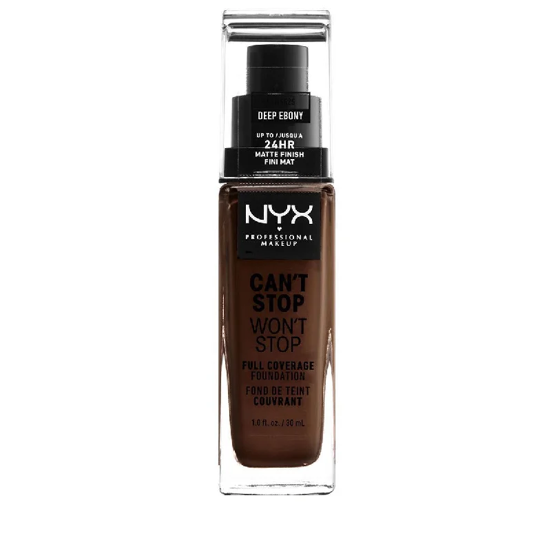 Liquid foundation for senior coverage-NYX Can't Stop Won't Stop Foundation - Deep Ebony