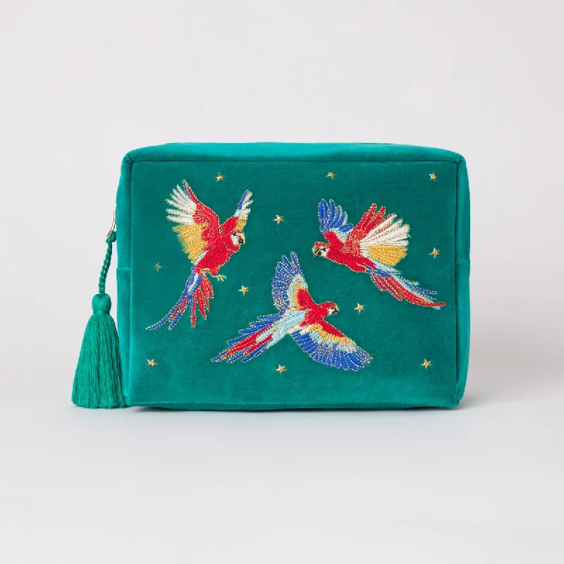 Cosmetic bag stylish leather-Parrot Wash Bag