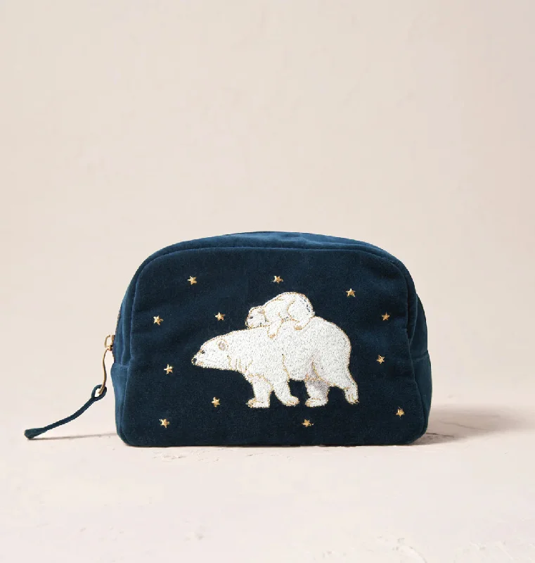 Cosmetic bag for gym leather-Polar Bear Makeup Bag