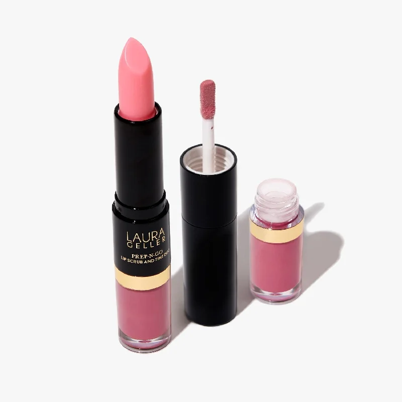 Lipstick with satin gloss-Prep-n-Go Lip Scrub and Tint Duo