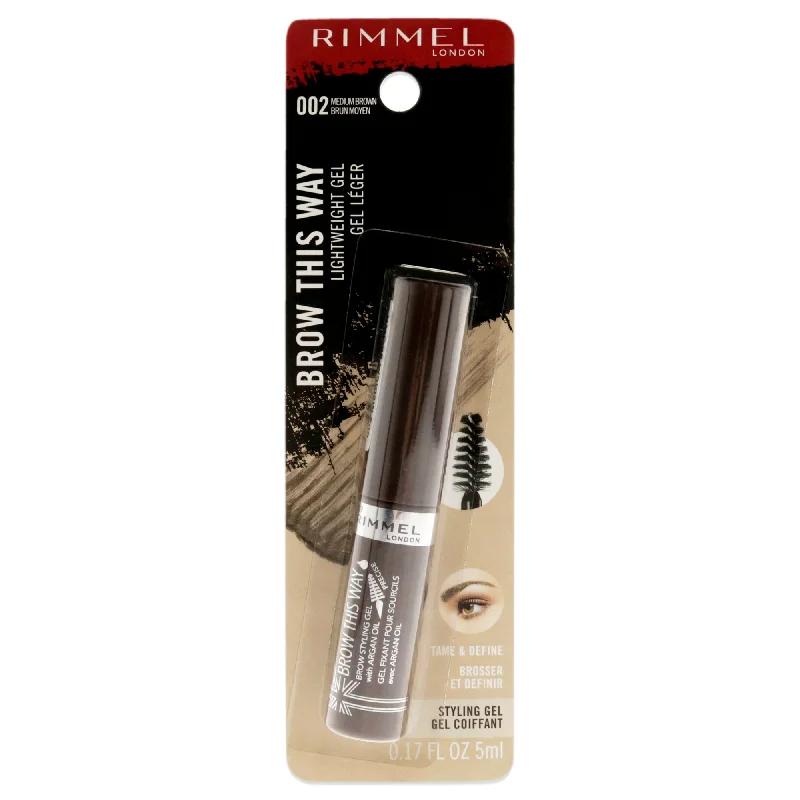 Eyebrow Pencil with dotted patterns-Rimmel London Brow This Way Lightweight Gel - 002 Medium Brown For Women 0.17 oz Eyebrow Gel