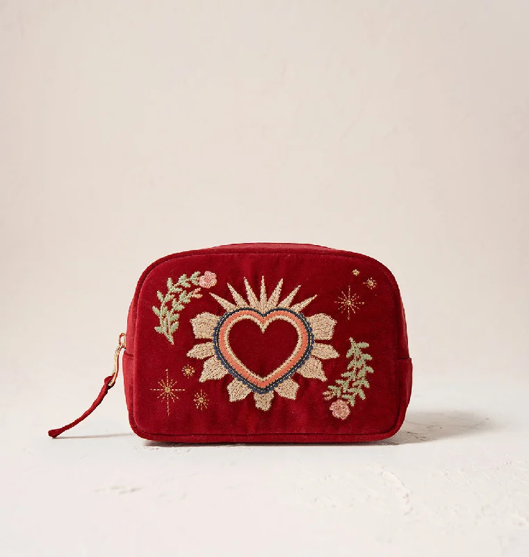 Cosmetic bag with inner leather-Enchanted Heart Makeup Bag