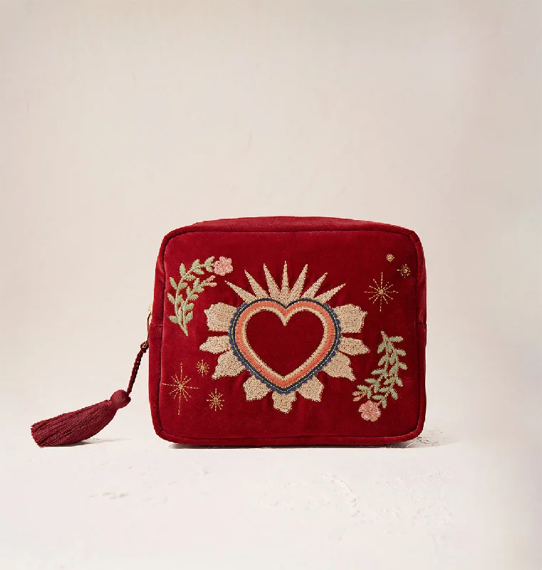 Cosmetic bag for makeup leather-Enchanted Heart Wash Bag