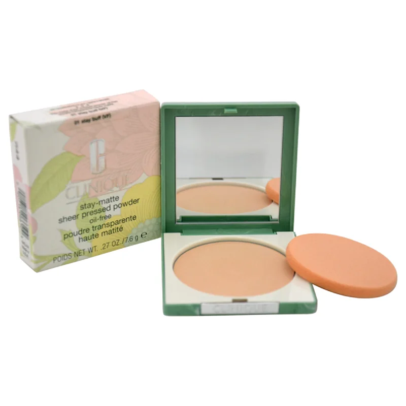 Pressed powder for skin soothing-Stay-Matte Sheer Pressed Powder - 01 Stay Buff (VF) - Dry Combination To Oily by Clinique for Women - 0.27 oz Powder