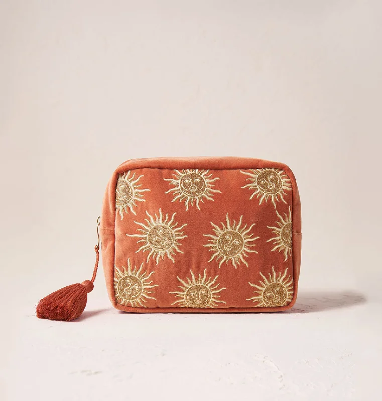 Cosmetic bag portable leather-Sun Goddess Wash Bag