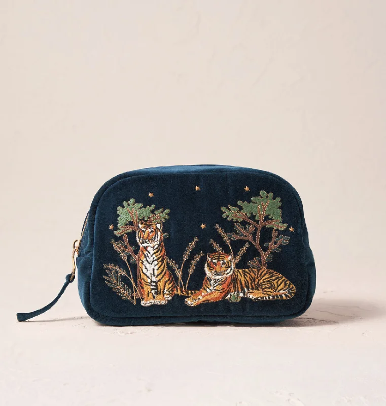 Cosmetic bag with cord leather-Tiger Conservation Makeup Bag