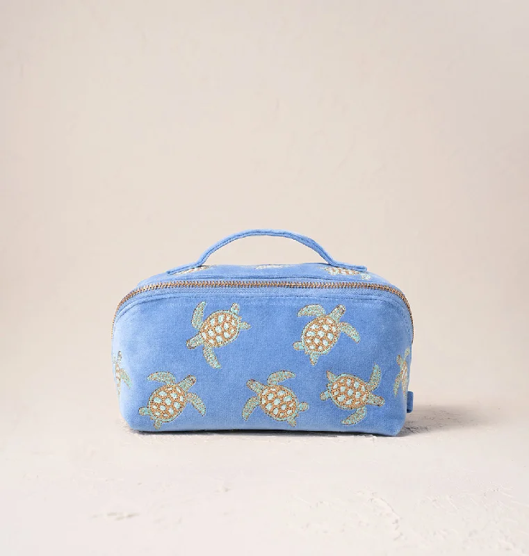 Cosmetic bag with zipper leather-Turtle Conservation Open Flat Makeup Bag